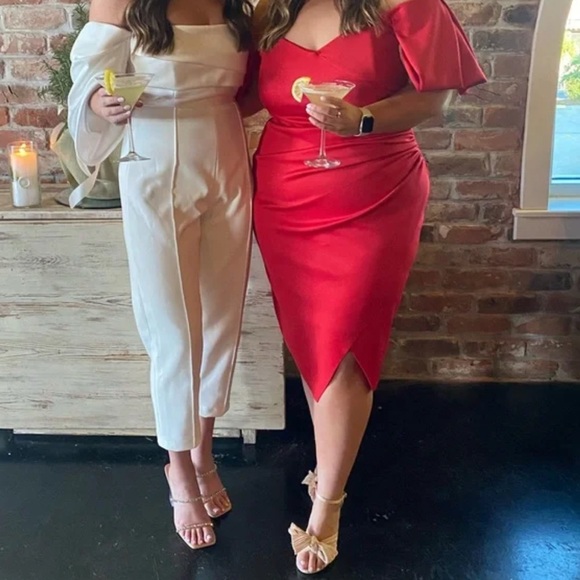 ASOS Off-Shoulder Red and White Dresses - Picture 1 of 2